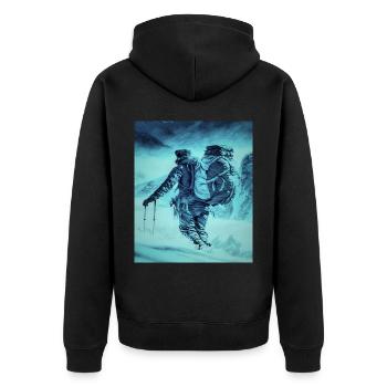 Schneewanderer Wanderer Ski Wandern Berge Ferienor - Unisex Premium Bio Zip Hoodie - Schwarz - Hinten - Nico (187cm)
