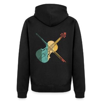 Violin Violinist Retro Vintage - Unisex Premium Organic Zip Hoodie - black - Back - Nico (187cm)