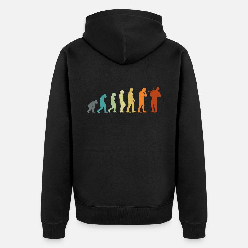 Violin Violinist Evolution Retro - Unisex Premium Bio Zip Hoodie - Schwarz