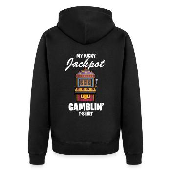 Slot Machine, Gambling, Slot Machine - Unisex Premium Organic Zip Hoodie - black - Back - Nico (187cm)