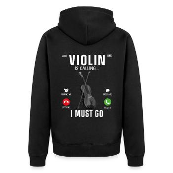 Violin Violinist Phone Display - Unisex Premium Bio Zip Hoodie - Schwarz - Hinten - Nico (187cm)