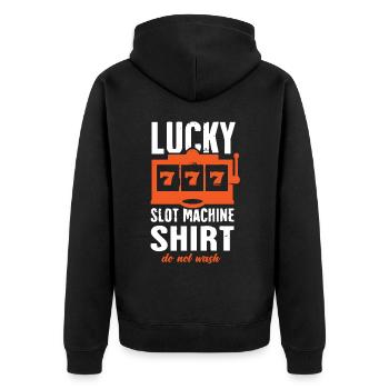 Slot Machine, Gambling, Slot Machine - Unisex Premium Organic Zip Hoodie - black - Back - Nico (187cm)