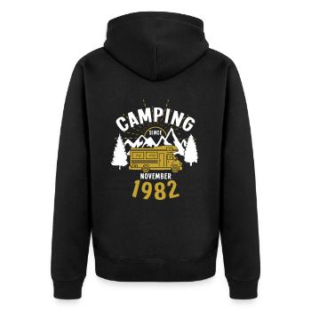 Anniversaire: Camping depuis novembre 1982 Camping-car - Veste à capuche bio Premium Unisexe - noir - Dos - Nico (187cm)