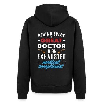 Réceptionniste médicale - Veste à capuche bio Premium Unisexe - noir - Dos - Nico (187cm)