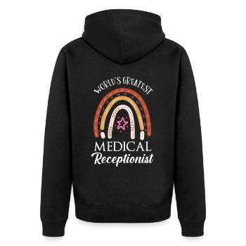 Medical receptionist - Unisex Premium Organic Zip Hoodie - black - Back - Nico (187cm)
