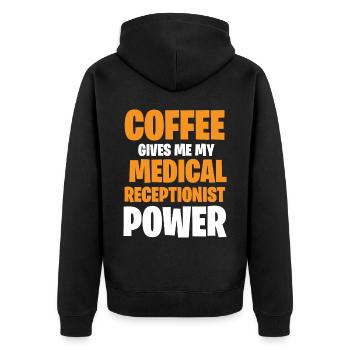 Réceptionniste médicale - Veste à capuche bio Premium Unisexe - noir - Dos - Nico (187cm)