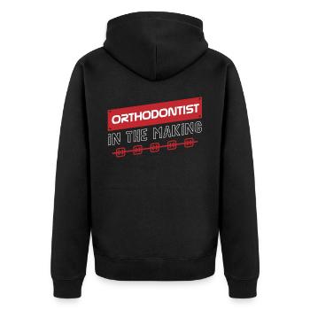 Kieferorthopäden, Zahnarzt, Zahnärztlicher Dienst - Unisex Premium Bio Zip Hoodie - Schwarz - Hinten - Nico (187cm)