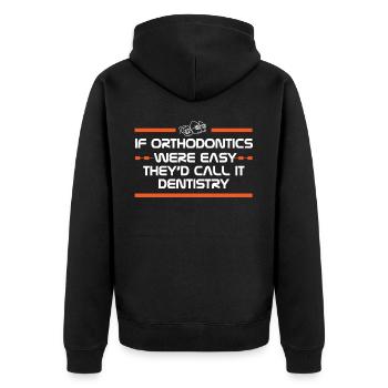 Kieferorthopäden, Zahnarzt, Zahnärztlicher Dienst - Unisex Premium Bio Zip Hoodie - Schwarz - Hinten - Nico (187cm)