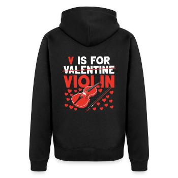 Violin Violinist Valentines Day V - Unisex Premium Bio Zip Hoodie - Schwarz - Hinten - Nico (187cm)