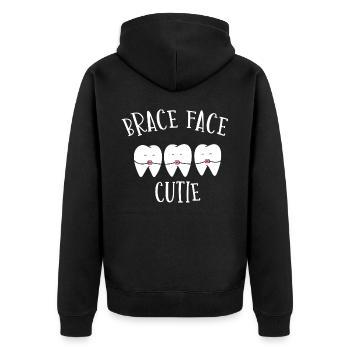 Kieferorthopäden, Zahnarzt, Zahnärztlicher Dienst - Unisex Premium Bio Zip Hoodie - Schwarz - Hinten - Nico (187cm)