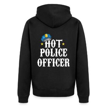 Polizeibeamter Uniformkostüm - Unisex Premium Bio Zip Hoodie - Schwarz - Hinten - Nico (187cm)
