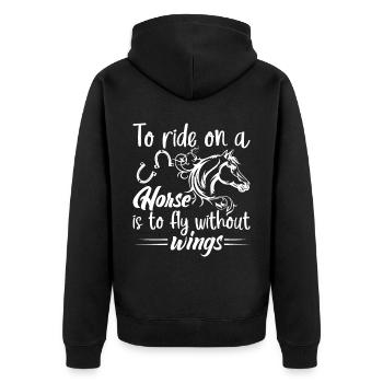 Riding a horse is like riding without wings. - Unisex Premium Organic Zip Hoodie - black - Back - Nico (187cm)
