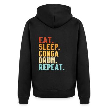 Conga Drum Musician Drumline - Unisex Premium Bio Zip Hoodie - Schwarz - Hinten - Nico (187cm)