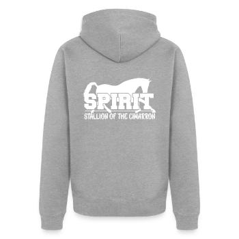 Étalon fantôme de Cimarron - - Veste à capuche bio Premium Unisexe - gris chiné - Dos - Nico (187cm)