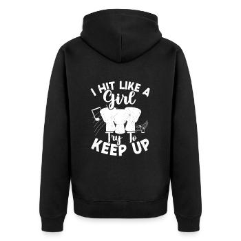 Conga Drum Musician Drumline - Unisex Premium Organic Zip Hoodie - black - Back - Nico (187cm)
