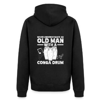 Conga Drum Musician Drumline - Unisex Premium Organic Zip Hoodie - black - Back - Nico (187cm)
