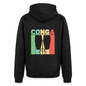 Conga Drum Musician Drumline - Unisex Premium Bio Zip Hoodie - Schwarz - Hinten - Nico (187cm)