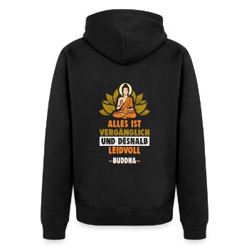 Buddhist Meditation Zen Buddha Buddhismus und Yoga - Unisex Premium Bio Zip Hoodie - Schwarz - Hinten - Nico (187cm)