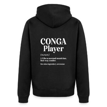 Conga Drum Musician Drumline - Unisex Premium Organic Zip Hoodie - black - Back - Nico (187cm)
