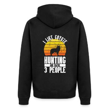 Kojotenjagd - Unisex Premium Bio Zip Hoodie - Schwarz - Hinten - Nico (187cm)