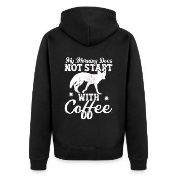 Kojotenjagd - Unisex Premium Bio Zip Hoodie - Schwarz - Hinten - Nico (187cm)
