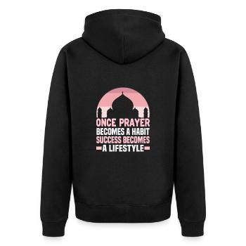Quran Verse Islam Quotes Muslim Ramadan Texts - Unisex Premium Organic Zip Hoodie - black - Back - Nico (187cm)