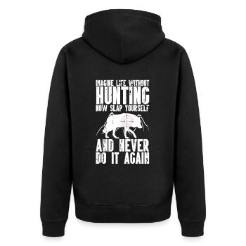 Kojotenjagd - Unisex Premium Bio Zip Hoodie - Schwarz - Hinten - Nico (187cm)