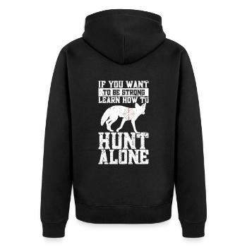 Kojotenjagd - Unisex Premium Bio Zip Hoodie - Schwarz - Hinten - Nico (187cm)