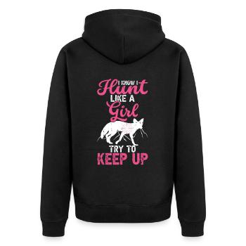 Kojotenjagd - Unisex Premium Bio Zip Hoodie - Schwarz - Hinten - Nico (187cm)