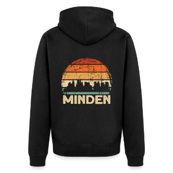 Minden - Unisex Premium Bio Zip Hoodie - Schwarz - Hinten - Nico (187cm)