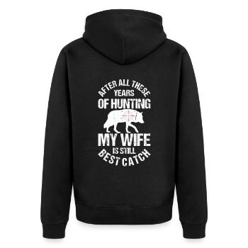 Kojotenjagd - Unisex Premium Bio Zip Hoodie - Schwarz - Hinten - Nico (187cm)