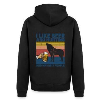 Kojotenjagd - Unisex Premium Bio Zip Hoodie - Schwarz - Hinten - Nico (187cm)
