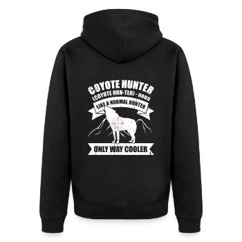 Kojotenjagd - Unisex Premium Bio Zip Hoodie - Schwarz - Hinten - Nico (187cm)