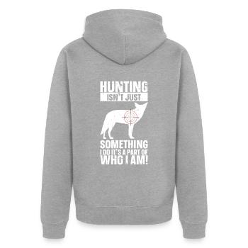 Chasse au coyote - Veste à capuche bio Premium Unisexe - gris chiné - Dos - Nico (187cm)