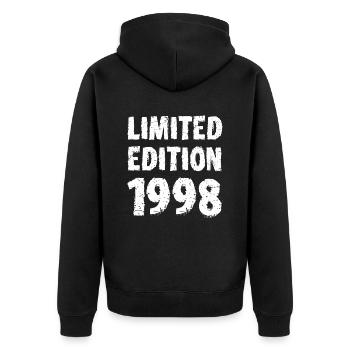 1998 édition limitée cadeau d’anniversaire femme mari - Veste à capuche bio Premium Unisexe - noir - Dos - Nico (187cm)