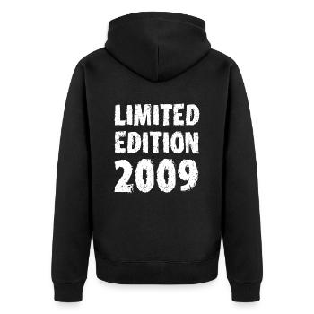 2009 Édition Limitée Anniversaire Cadeau Femme Mari - Veste à capuche bio Premium Unisexe - noir - Dos - Nico (187cm)