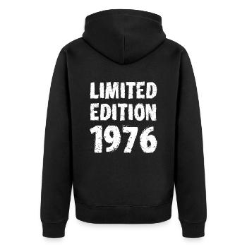 1976 Limited Edition Birthday Gift Wife Husband - Unisex Premium Organic Zip Hoodie - black - Back - Nico (187cm)