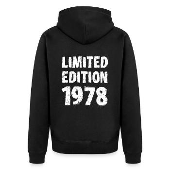 1978 édition limitée cadeau d’anniversaire femme mari - Veste à capuche bio Premium Unisexe - noir - Dos - Nico (187cm)
