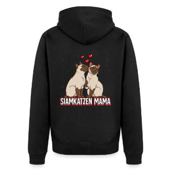Siamkatzen Mama - Unisex Premium Bio Zip Hoodie - Schwarz - Hinten - Nico (187cm)