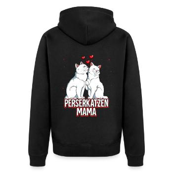 Perserkatzen Mama - Unisex Premium Bio Zip Hoodie - Schwarz - Hinten - Nico (187cm)