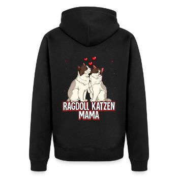 Ragdoll Katzen Mama - Unisex Premium Bio Zip Hoodie - Schwarz - Hinten - Nico (187cm)