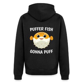 Gonna Puffer Fish Fish Sea - Unisex Premium Organic Zip Hoodie - black - Back - Nico (187cm)