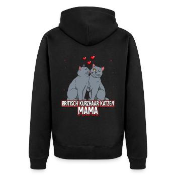 Britisch Kurzhaar Katzen Mama - Unisex Premium Bio Zip Hoodie - Schwarz - Hinten - Nico (187cm)