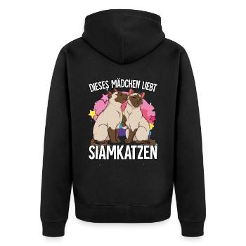Dieses Mädchen liebt Siamkatzen - Unisex Premium Bio Zip Hoodie - Schwarz - Hinten - Nico (187cm)