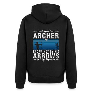 Archery A Good Archer Is Bowhunter Shooting Archer - Unisex Premium Organic Zip Hoodie - black - Back - Nico (187cm)