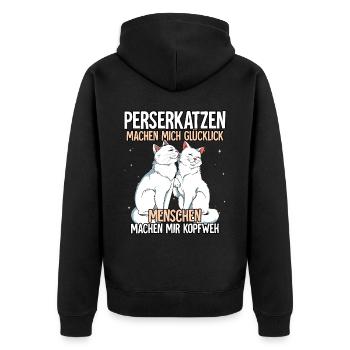 Perserkatzen - Unisex Premium Bio Zip Hoodie - Schwarz - Hinten - Nico (187cm)