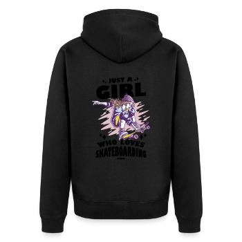 Une fille adore le skateboard - Veste à capuche bio Premium Unisexe - noir - Dos - Nico (187cm)