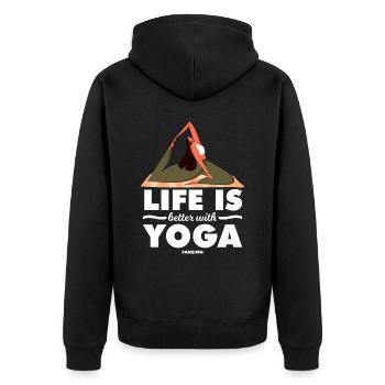 La vie est meilleure avec le yoga - Veste à capuche bio Premium Unisexe - noir - Dos - Nico (187cm)