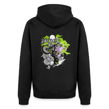 Motocross / Enduro / Freestyle mx / Dirtbike retro - Unisex Premium Organic Zip Hoodie - black - Back - Nico (187cm)