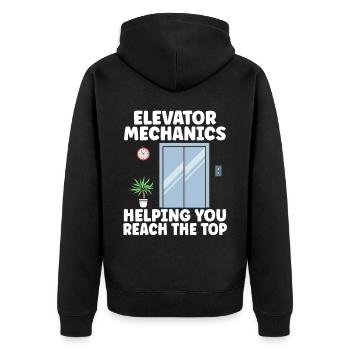 Aufzugsmechaniker, die Ihnen helfen, die Spitze zu erreichen - Unisex Premium Bio Zip Hoodie - Schwarz - Hinten - Nico (187cm)